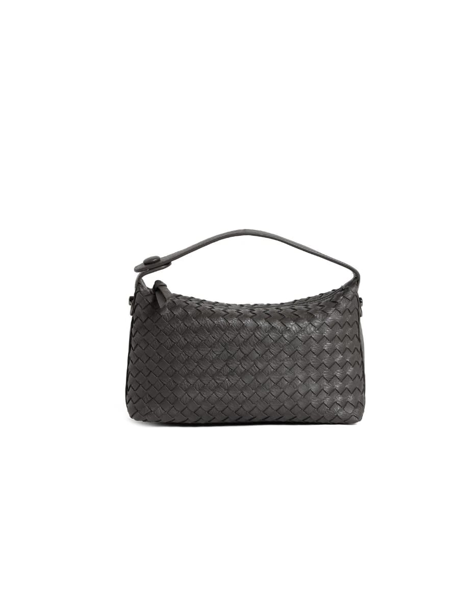 Fero - Ladies Woven Handbag, Faux Leather | Dark Grey
