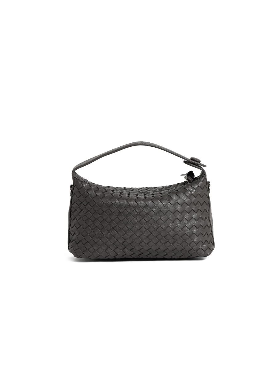 Fero - Ladies Woven Handbag, Faux Leather | Dark Grey