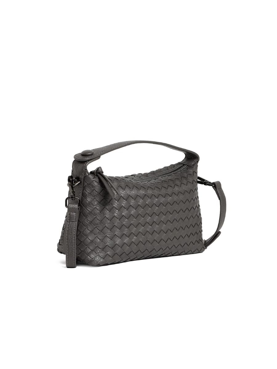 Fero - Ladies Woven Handbag, Faux Leather | Dark Grey