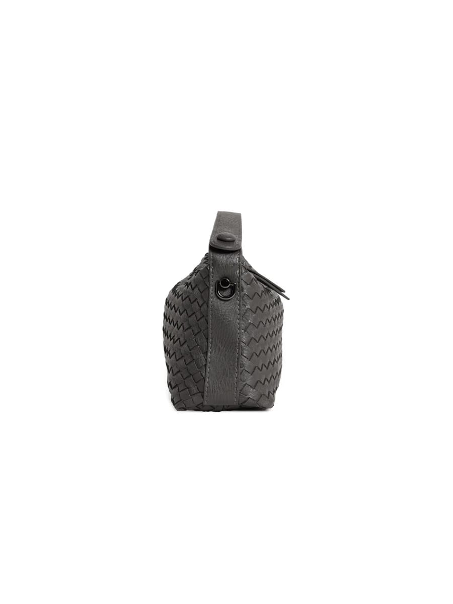 Fero - Ladies Woven Handbag, Faux Leather | Dark Grey