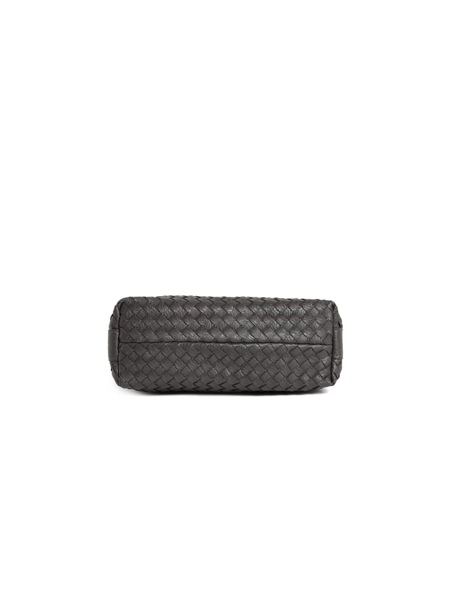 Fero - Ladies Woven Handbag, Faux Leather | Dark Grey
