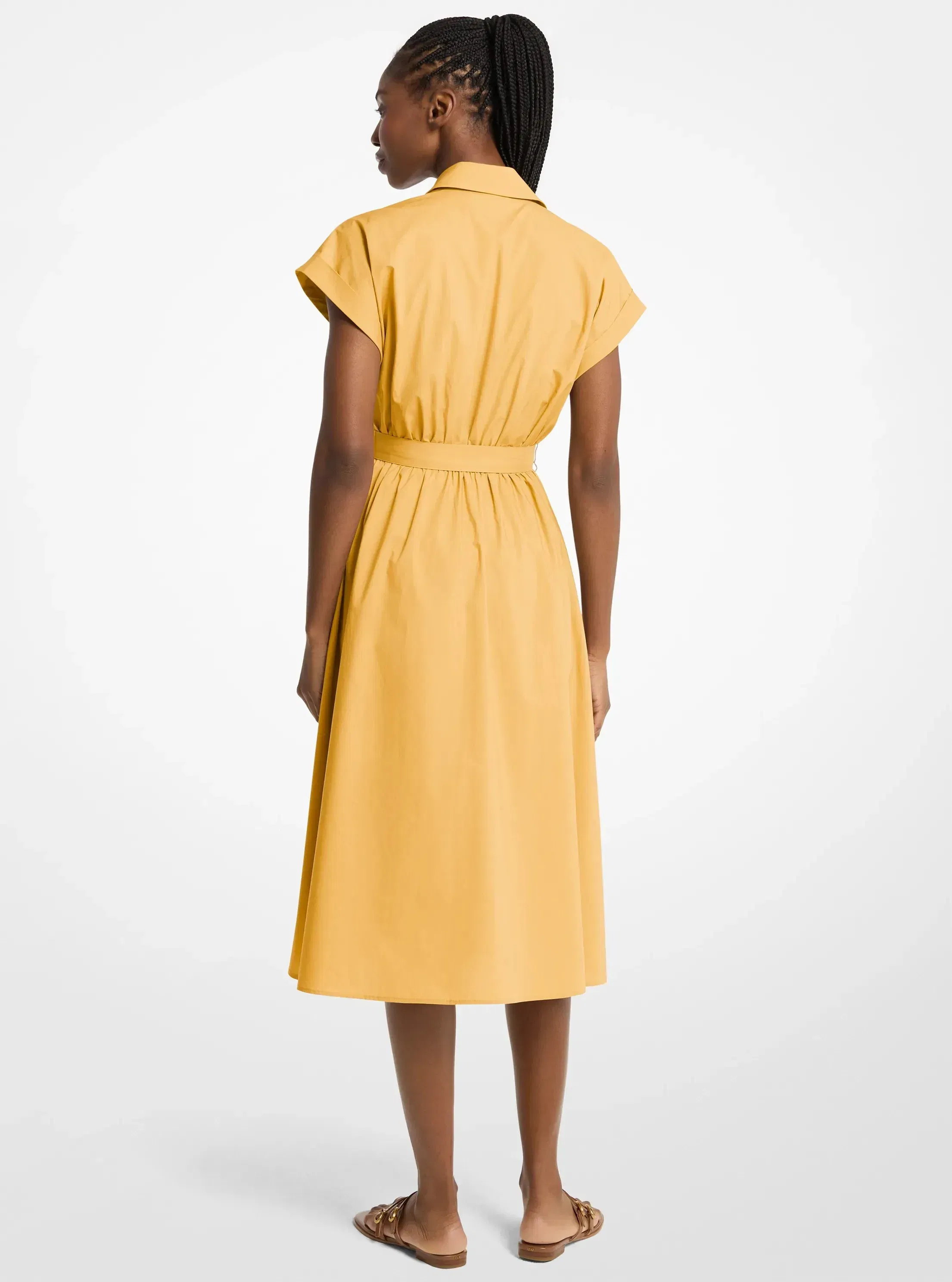 Michael Kors Cotton Poplin Midi Dress HONEYWHEAT