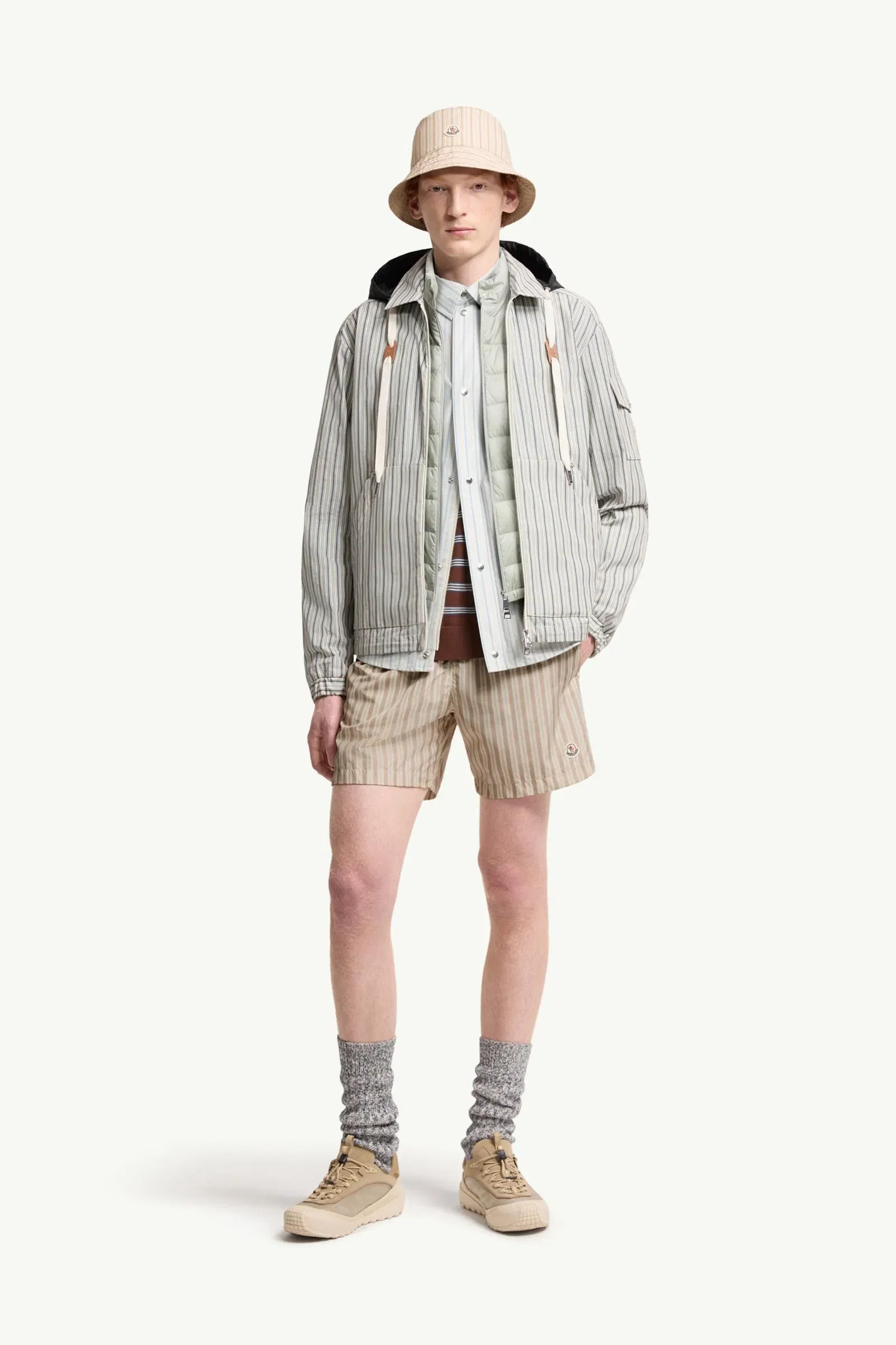 Moncler Striped Swim Shorts Light Beige Light Beige