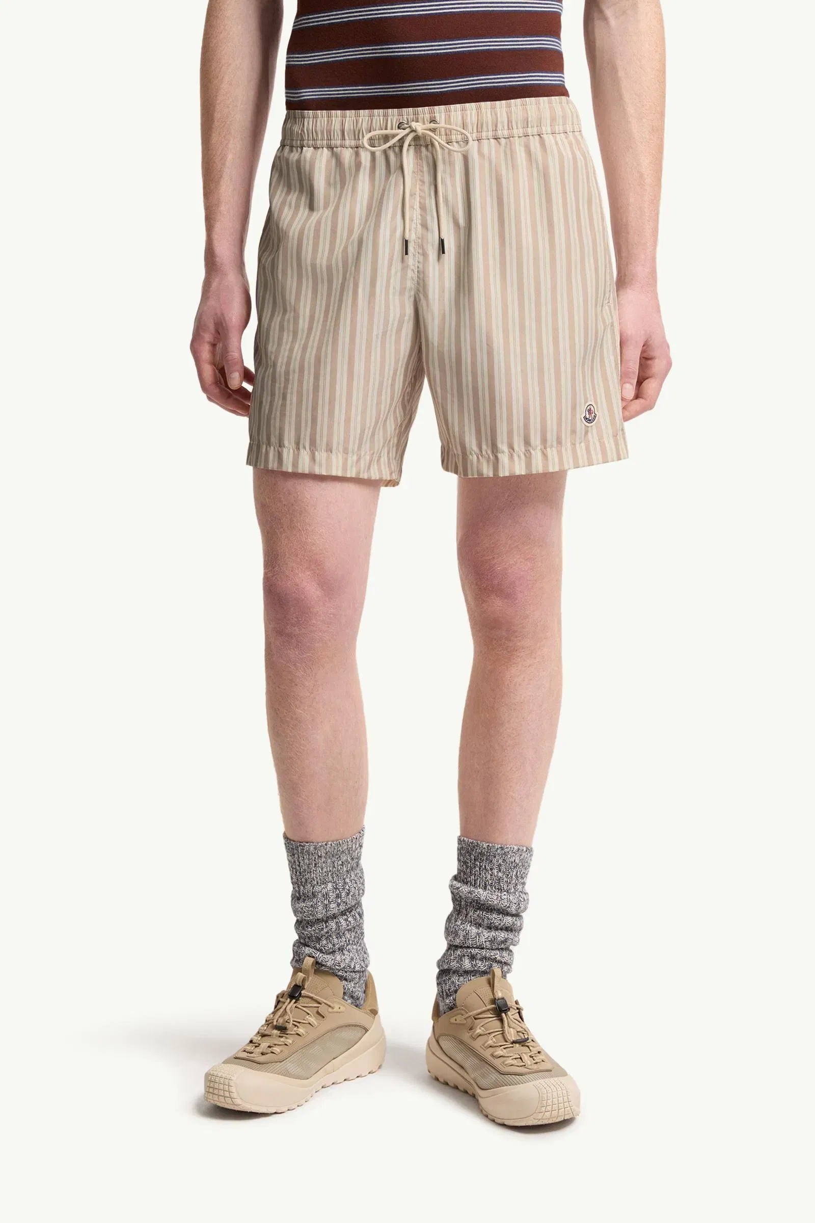 Moncler Striped Swim Shorts Light Beige Light Beige