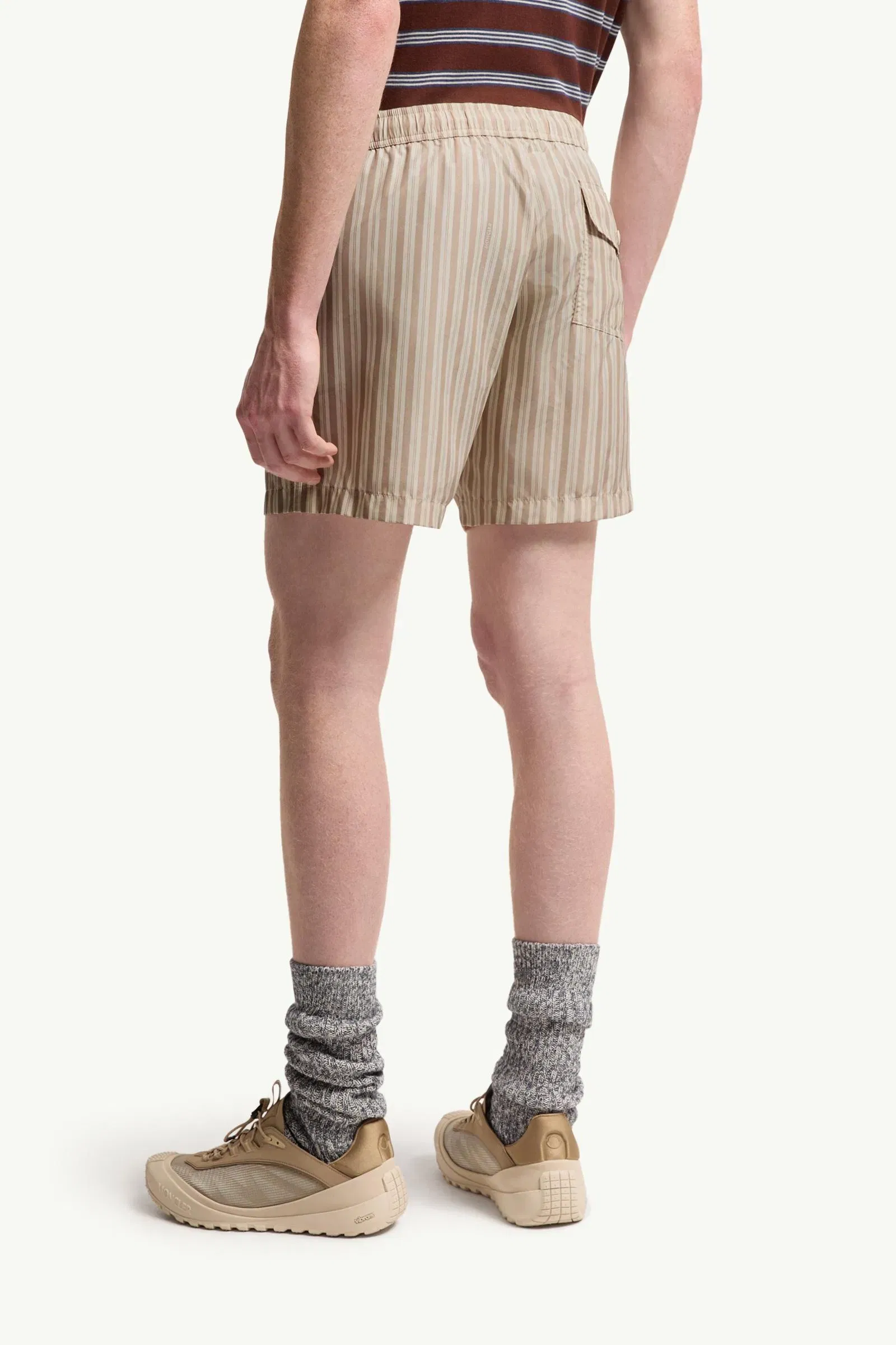Moncler Striped Swim Shorts Light Beige Light Beige