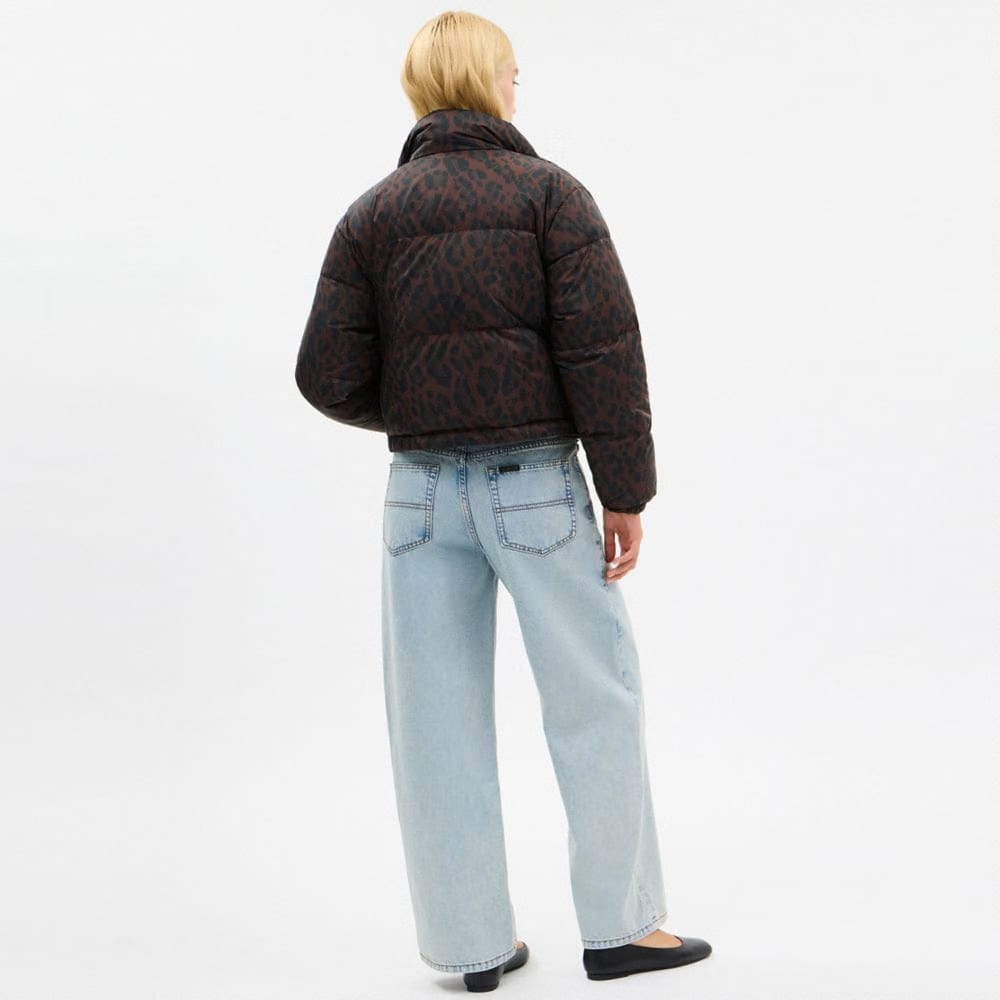 Coach Leopard Print Reversible Puffer Jacket In Recycled Polyamide Leopard