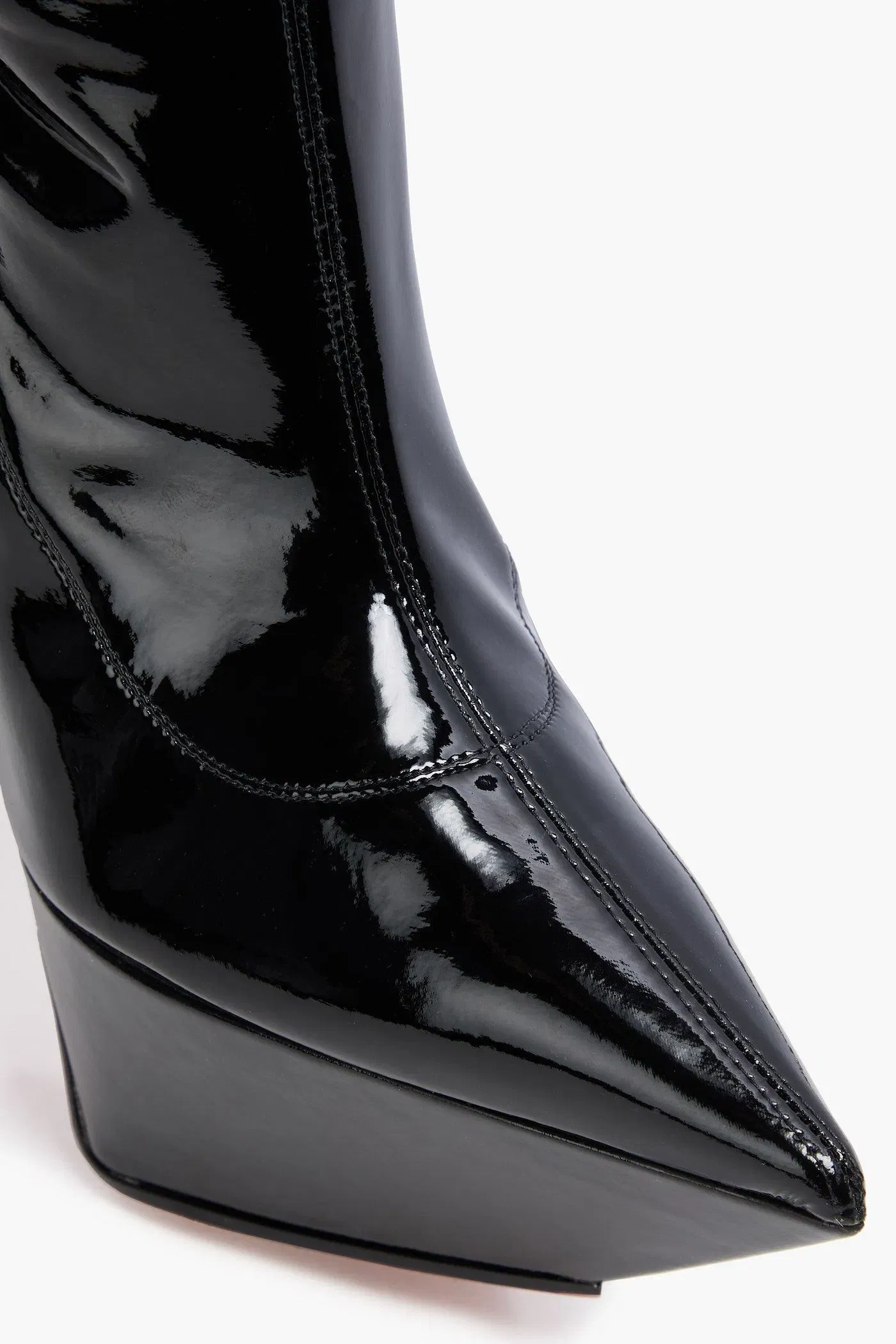 Amina Muaddi Yigit Latex Platform Thigh Boots Black Women's
