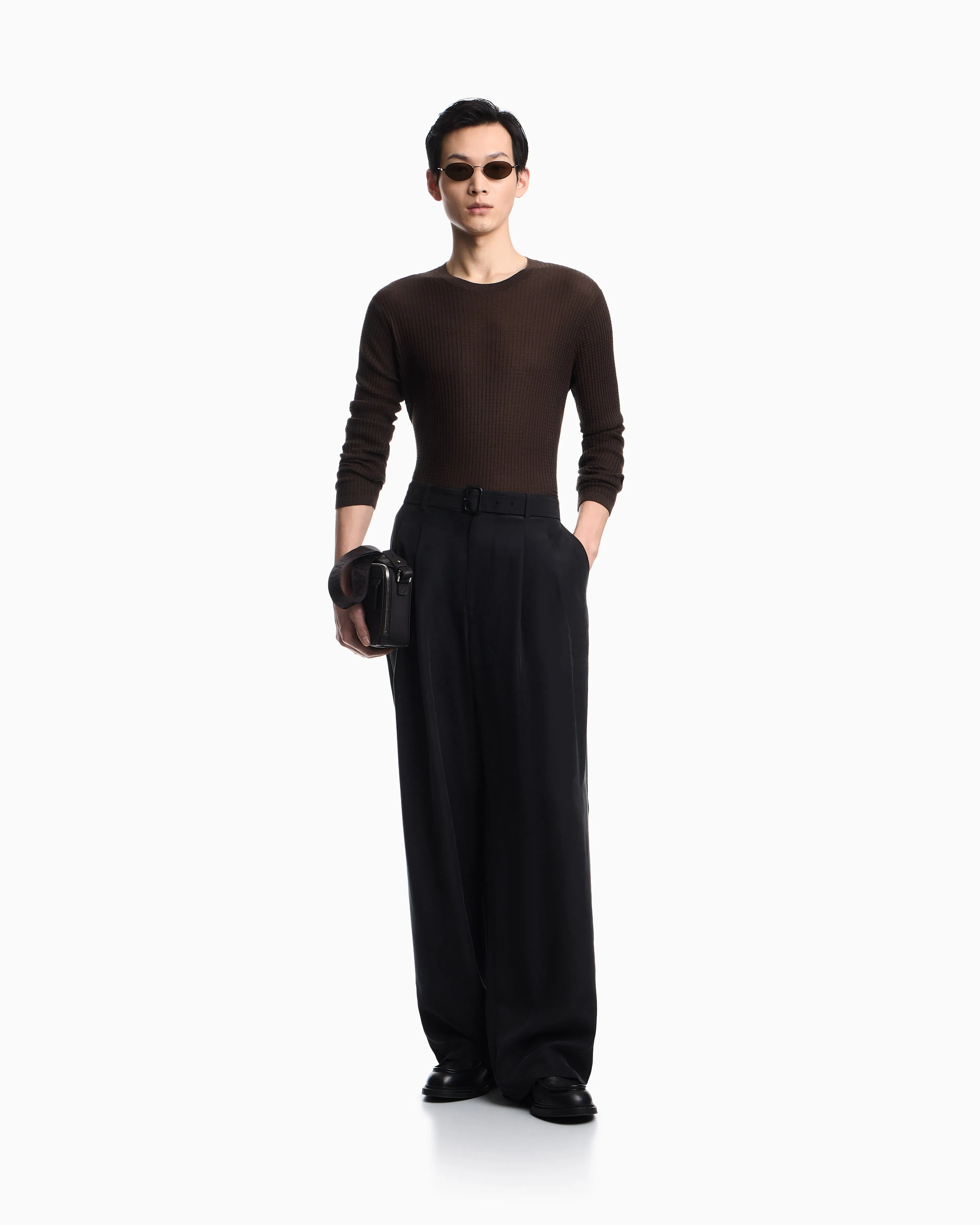 Emporio Armani Lyocell-blend jumper in a tuck stitch