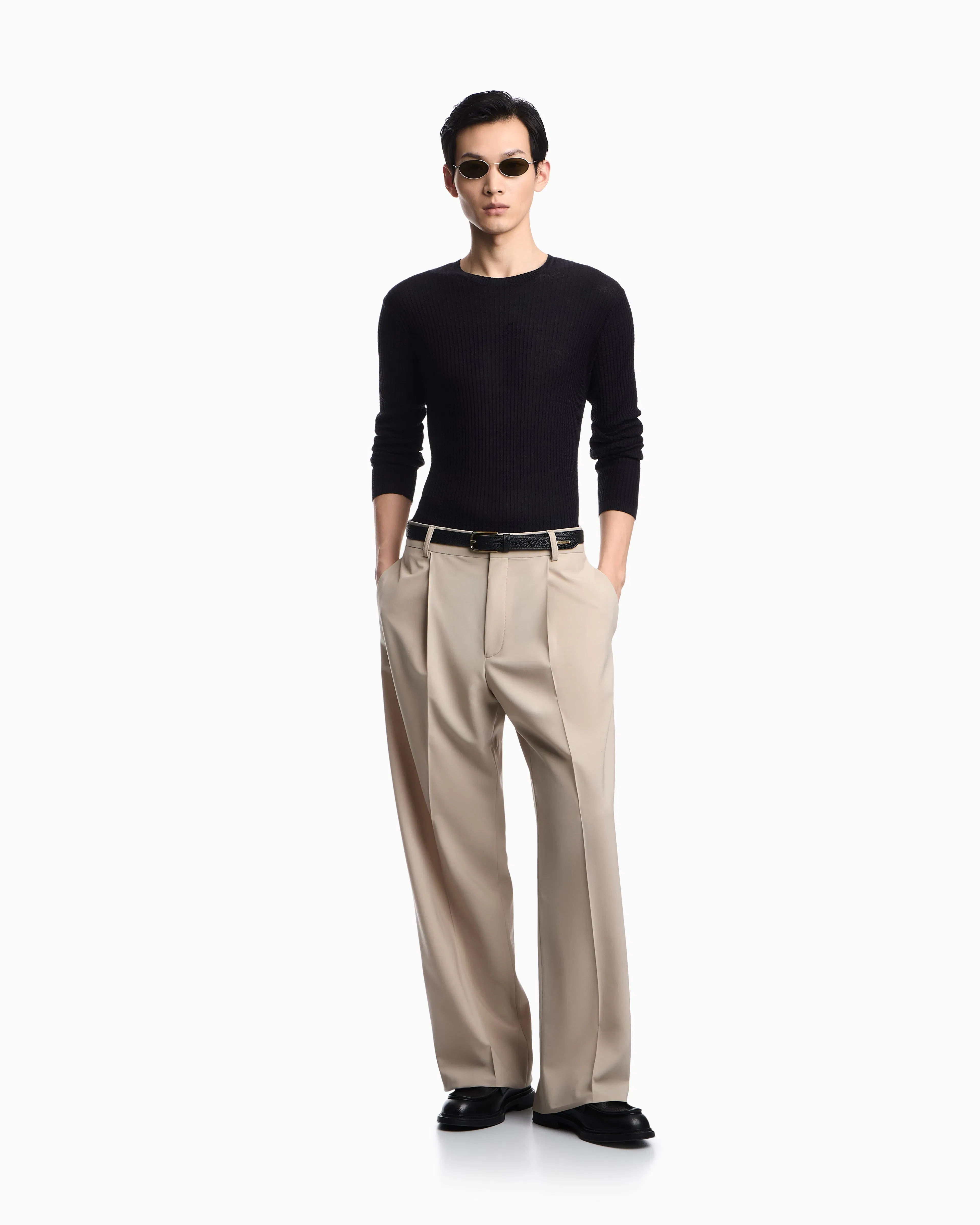 Emporio Armani Lyocell-blend jumper in a tuck stitch