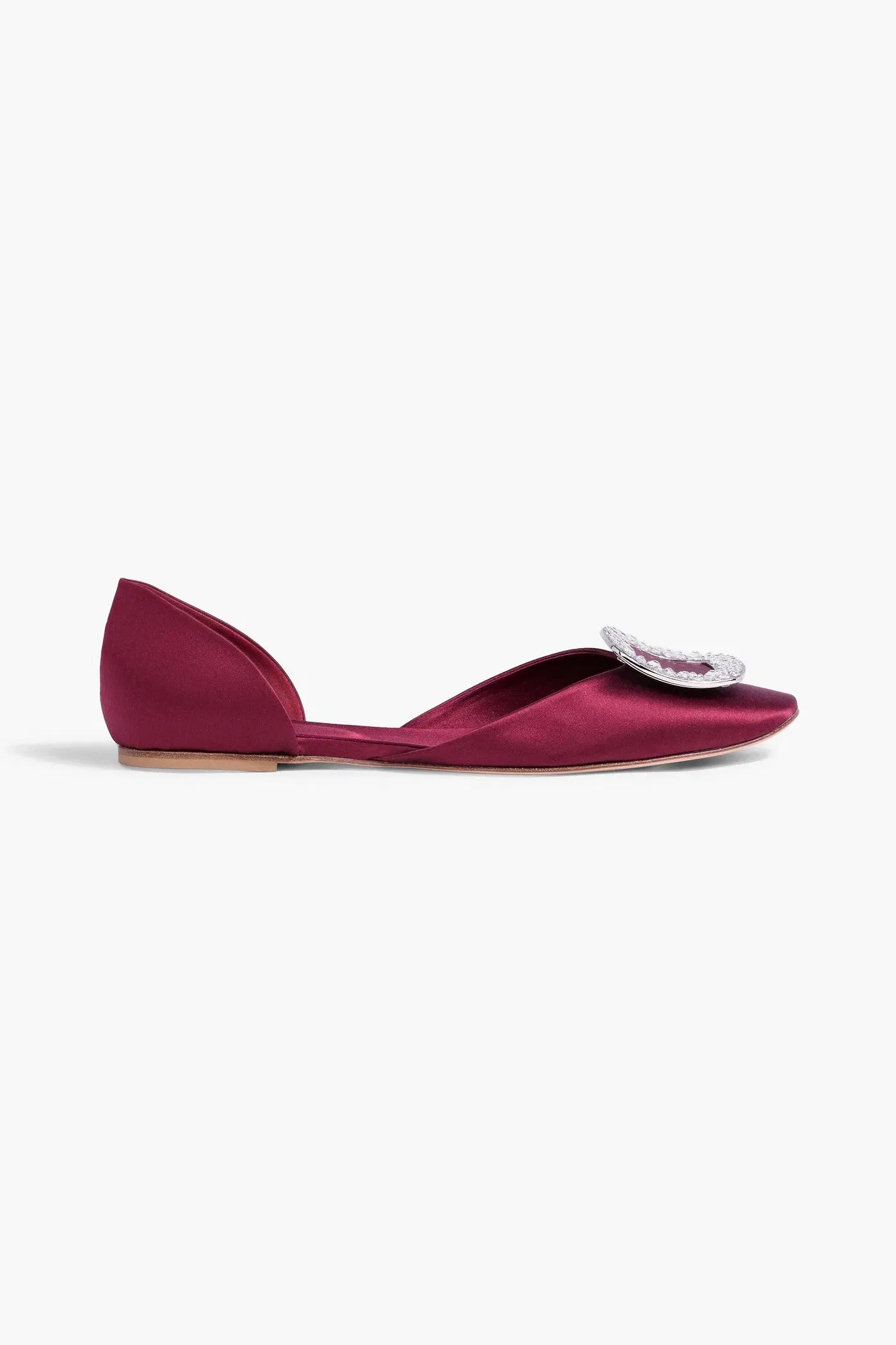 Roger Vivier Ballerine Chips Strass Embellished Satin Flats Burgundy Women's