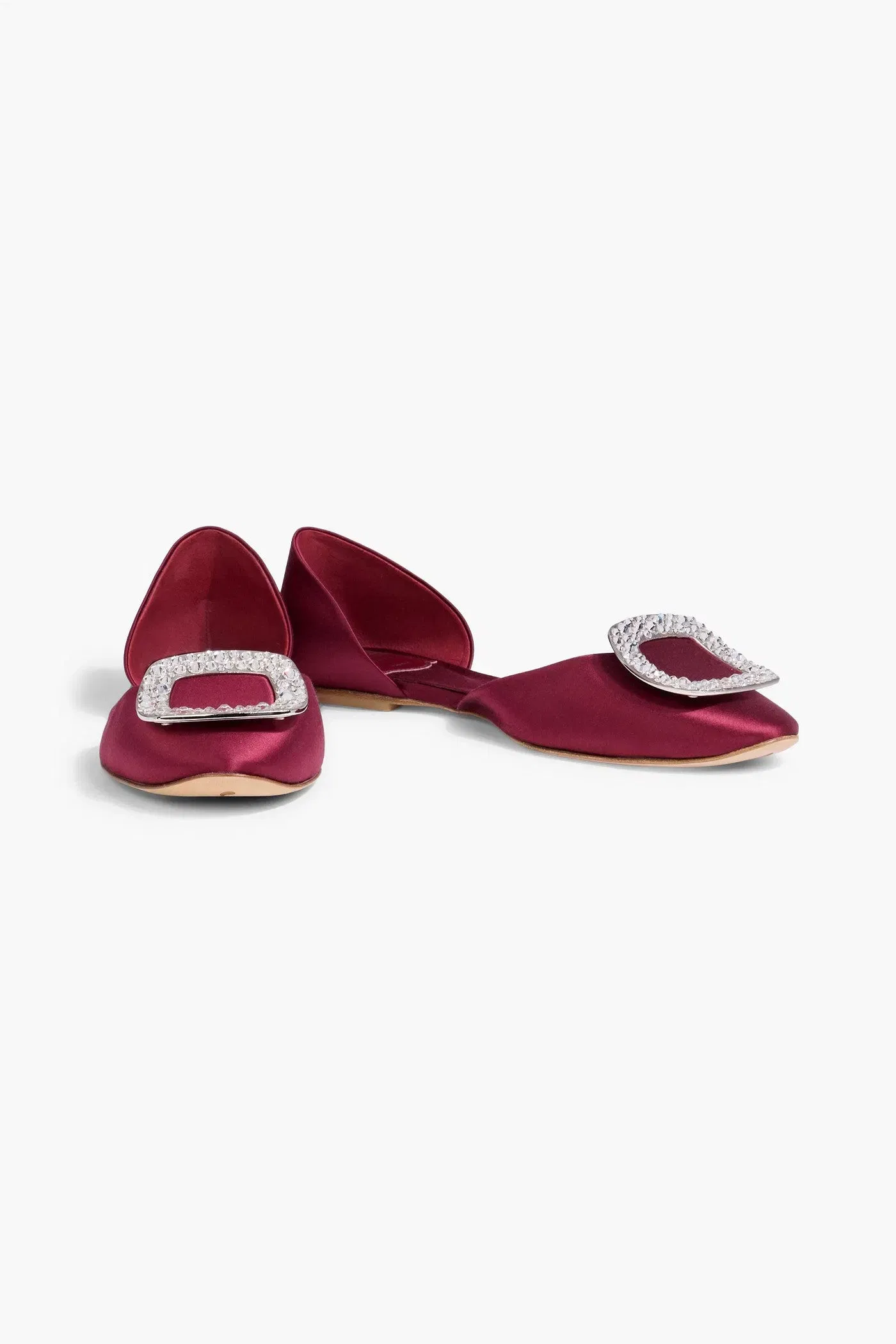 Roger Vivier Ballerine Chips Strass Embellished Satin Flats Burgundy Women's