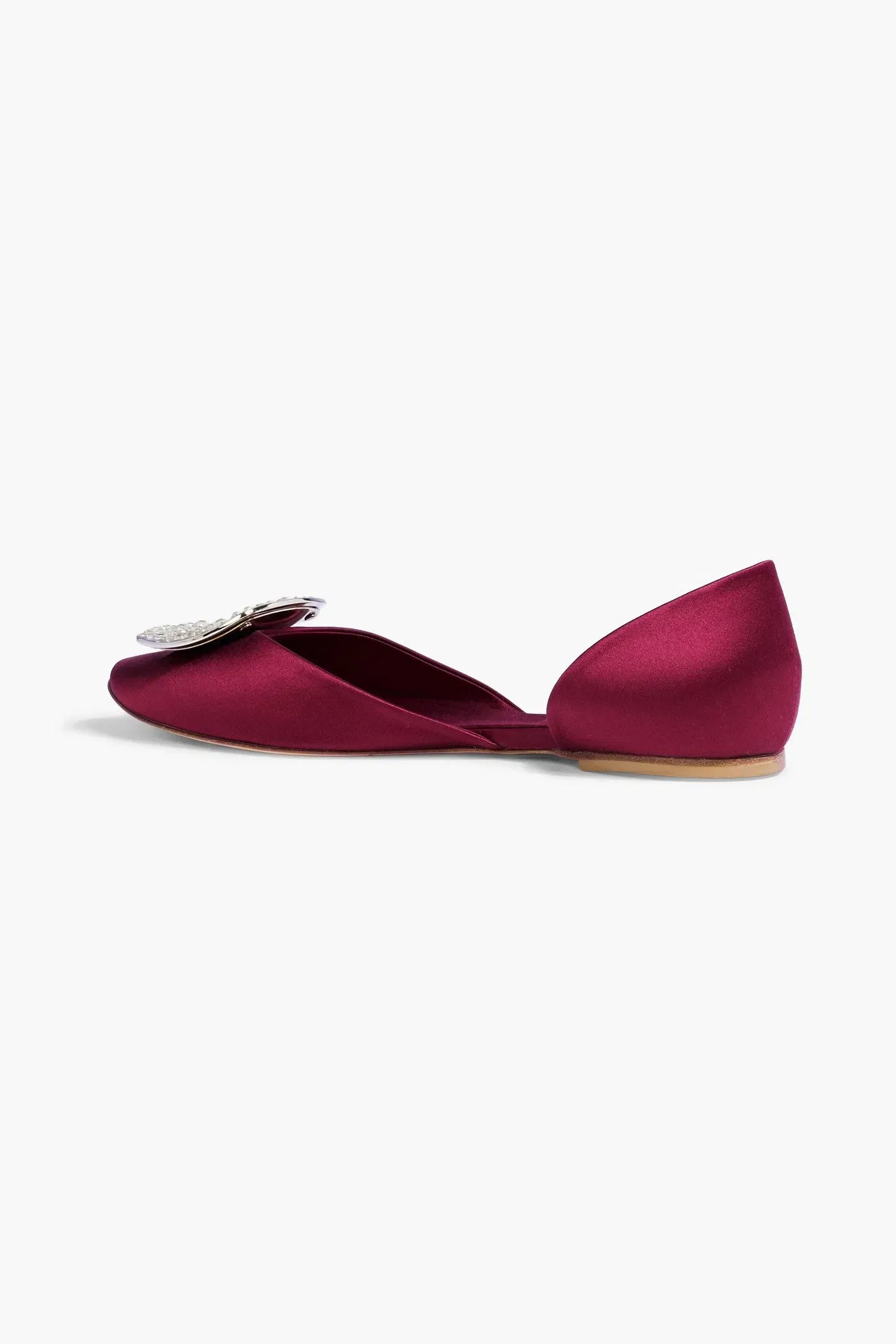 Roger Vivier Ballerine Chips Strass Embellished Satin Flats Burgundy Women's