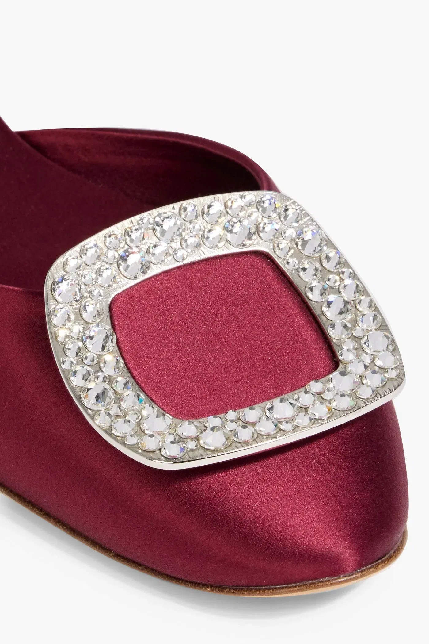 Roger Vivier Ballerine Chips Strass Embellished Satin Flats Burgundy Women's