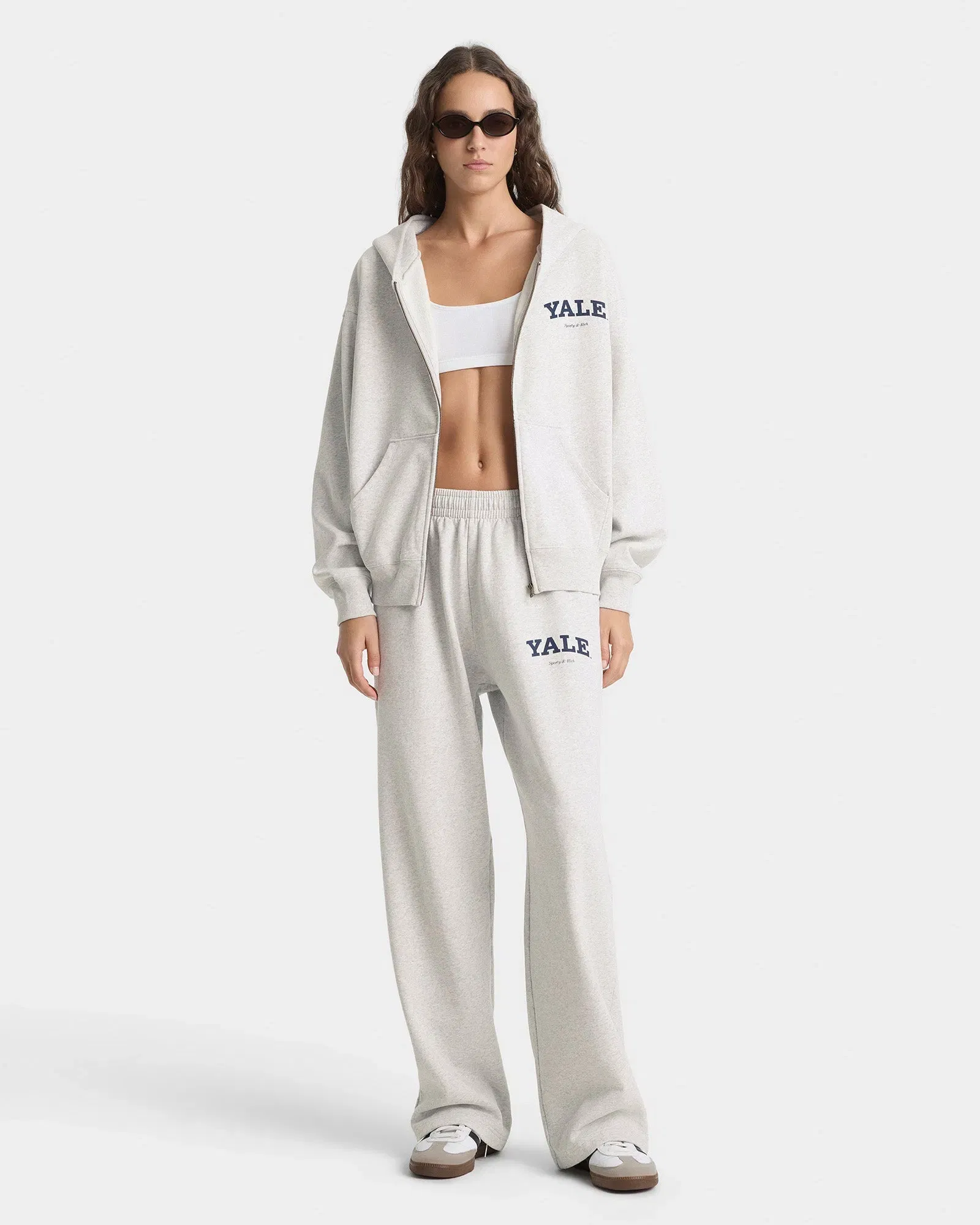 Yale Classic Zip Hoodie - Heather Gray/Navy