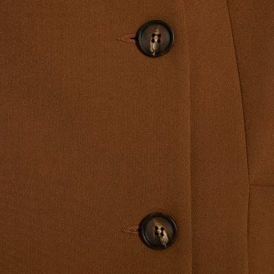 Brown Collarless Blazer