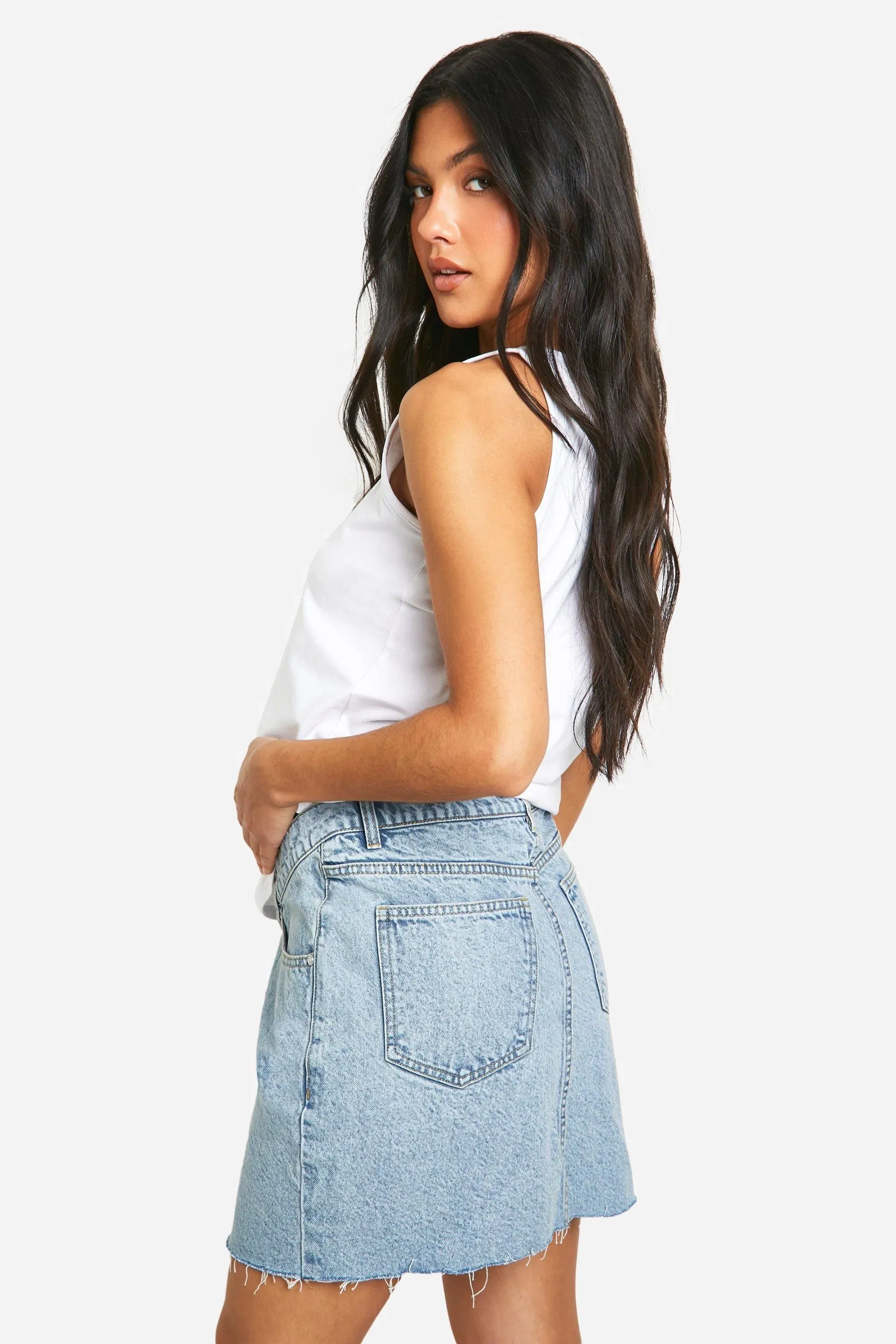 Maternity Raw Hem Denim Mini Skirt