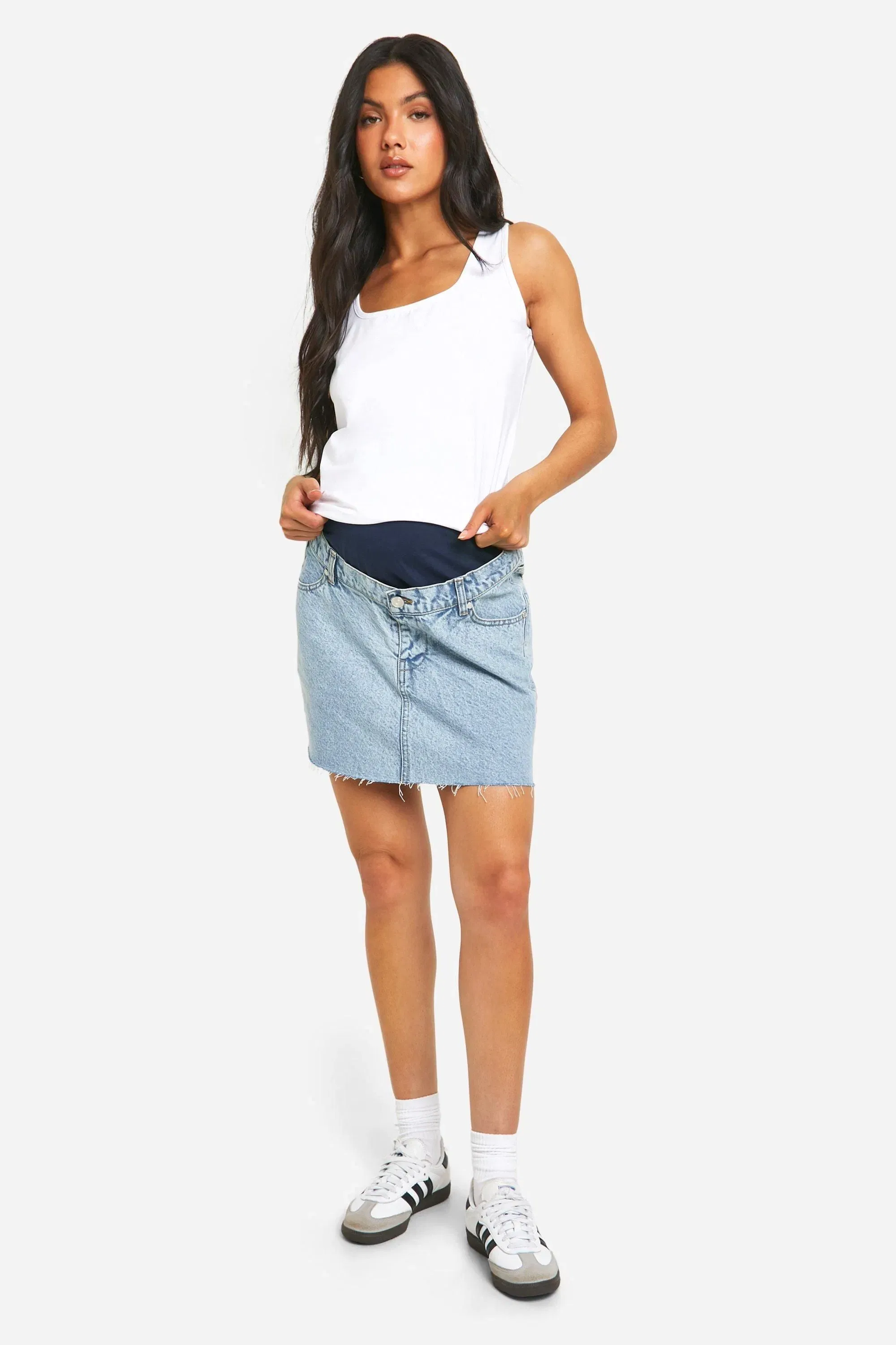 Maternity Raw Hem Denim Mini Skirt