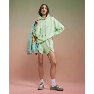 Green Year Zero Embellished Cord Hoodie