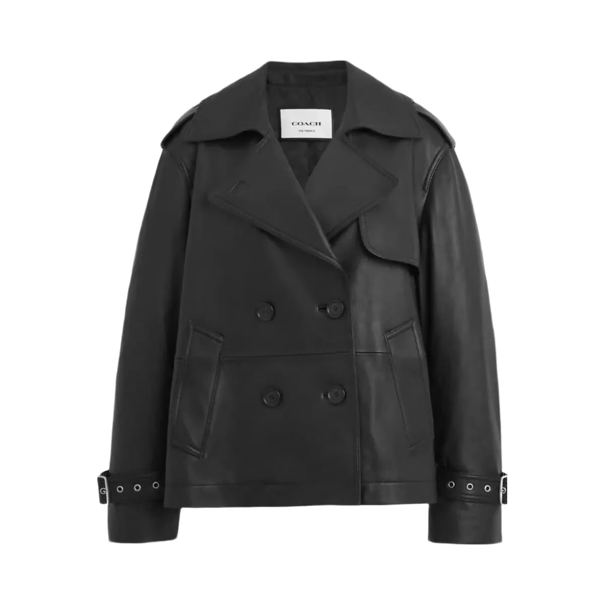 Coach Mini Leather Trench Coat Black