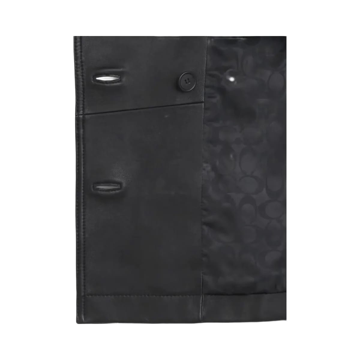 Coach Mini Leather Trench Coat Black