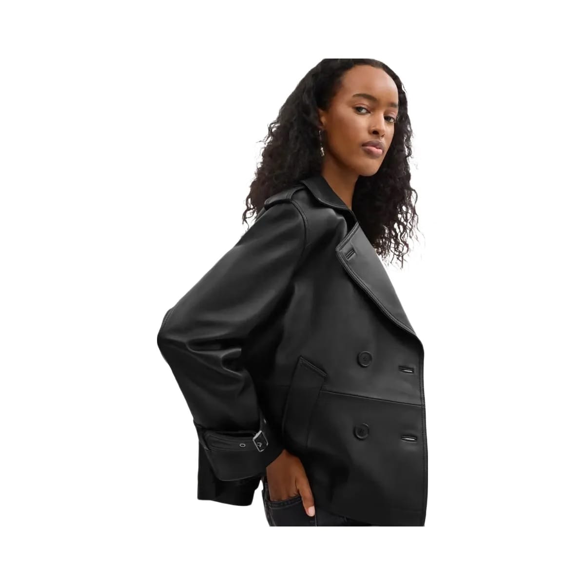 Coach Mini Leather Trench Coat Black