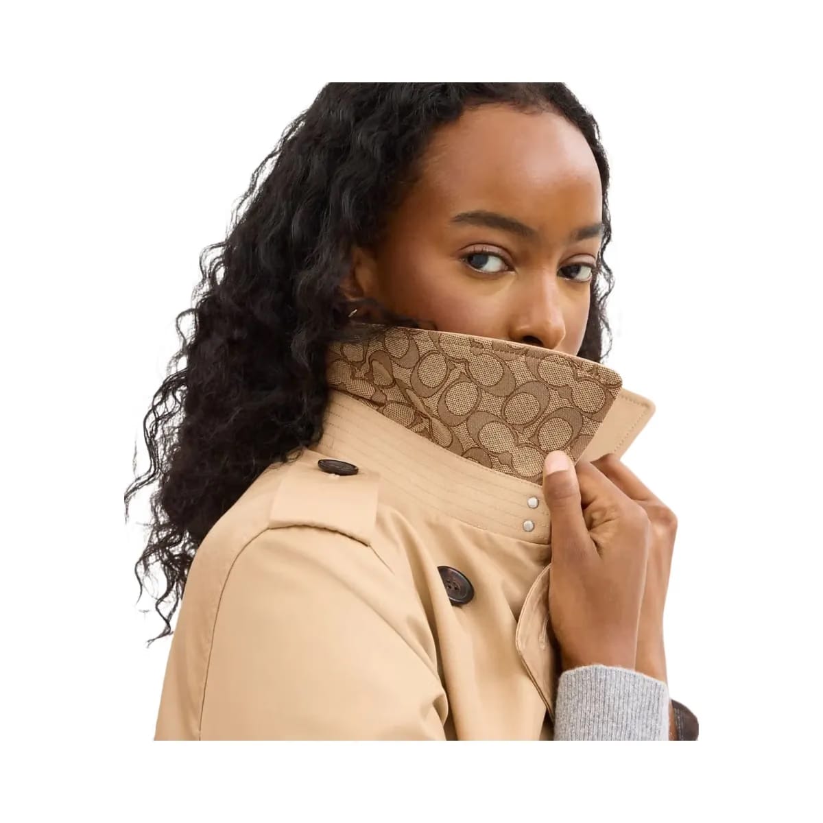 Coach Solid Mid Trench Classic Khaki