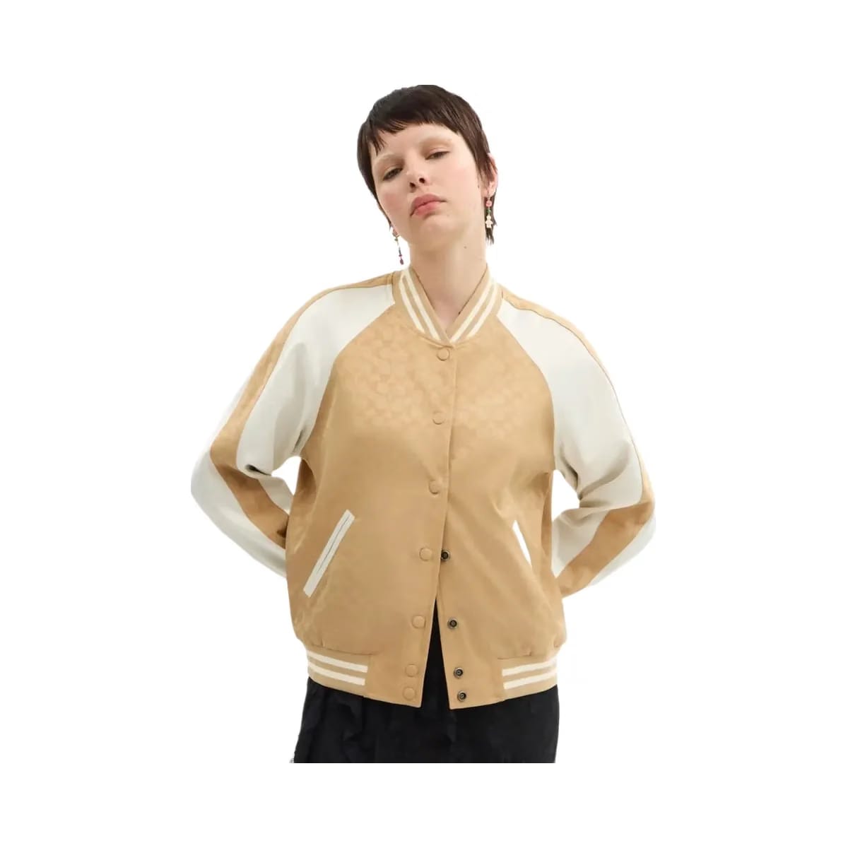 Coach Reversible Signature Souvenir Varsity Jacket Beige