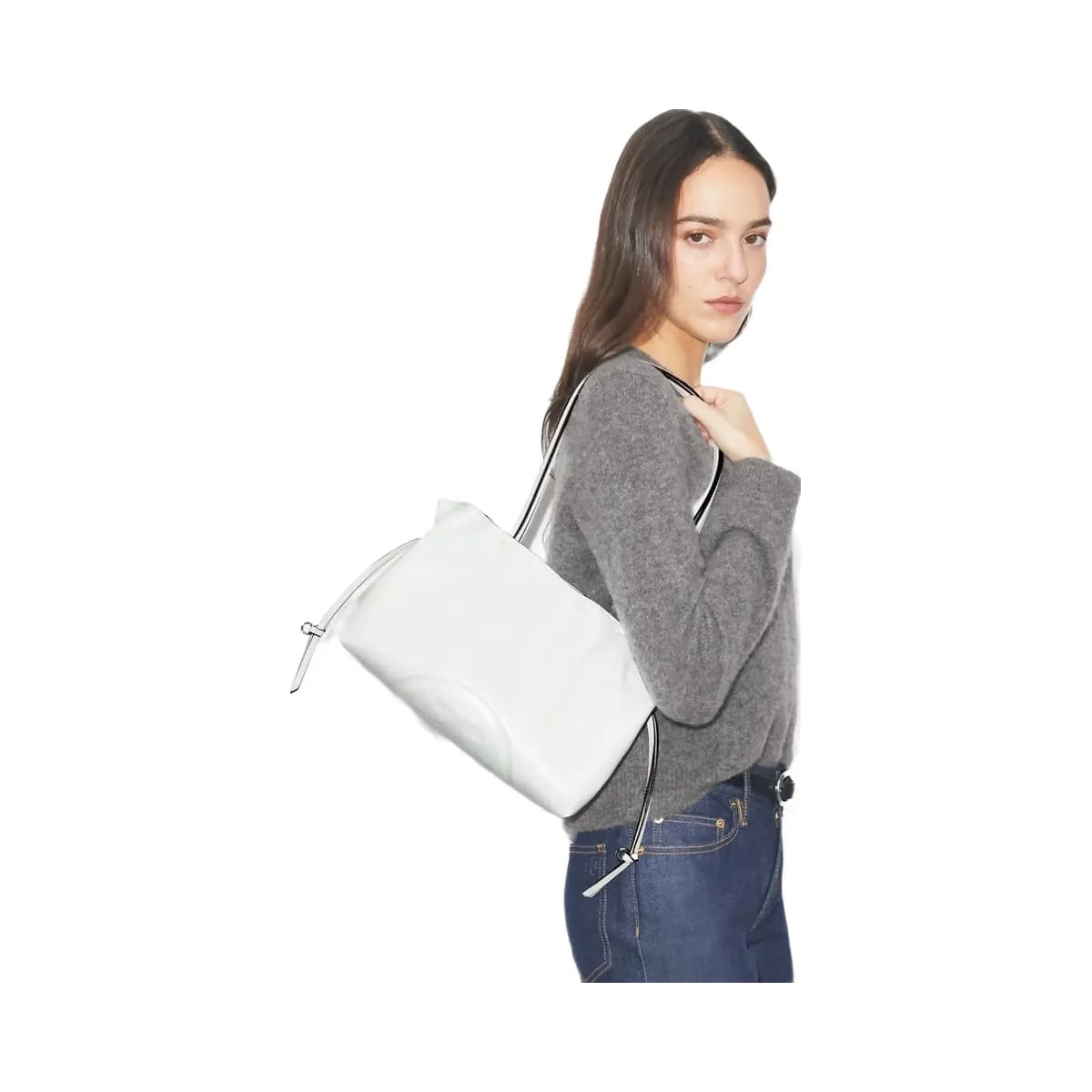 Tory Burch Small Ella natuura Drawstring Tote Bianco