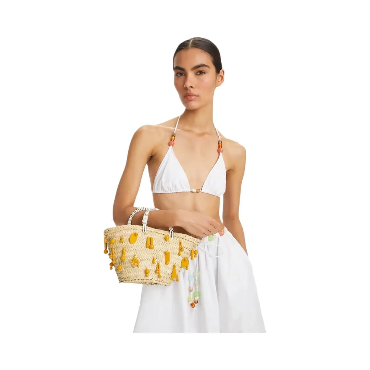 Tory Burch Small Raffia Embroidered Tote Cassia