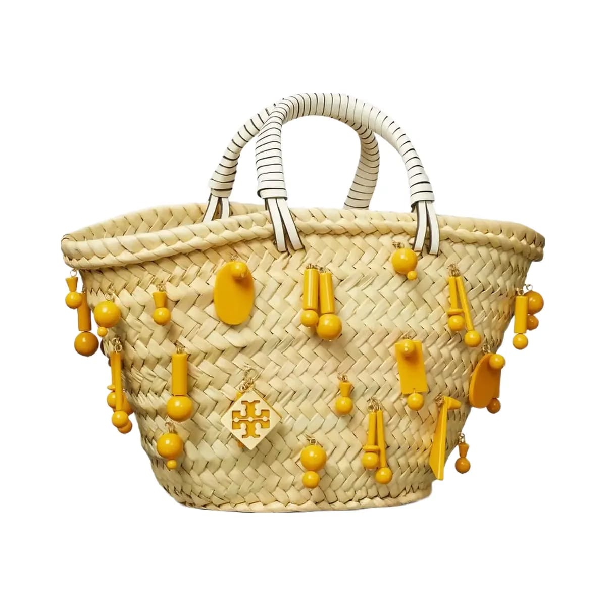 Tory Burch Small Raffia Embroidered Tote Cassia