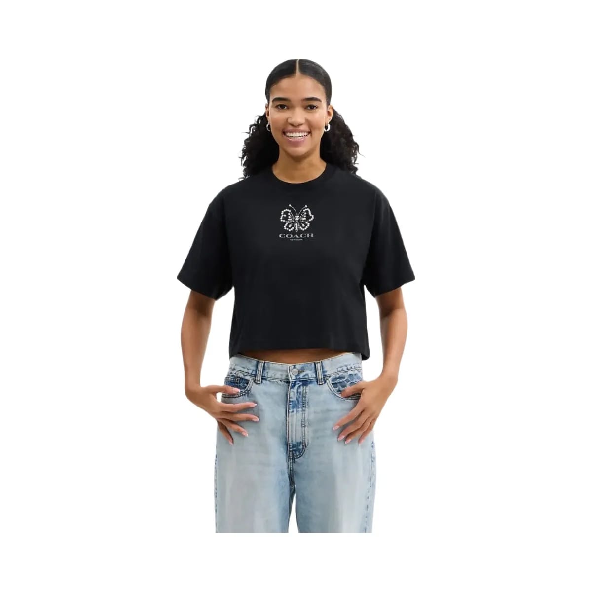 Coach Butterfly Cropped T-Shirt Black