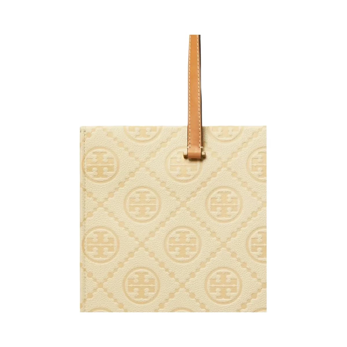 Tory Burch T Monogram Pebbled Tote Biscotti