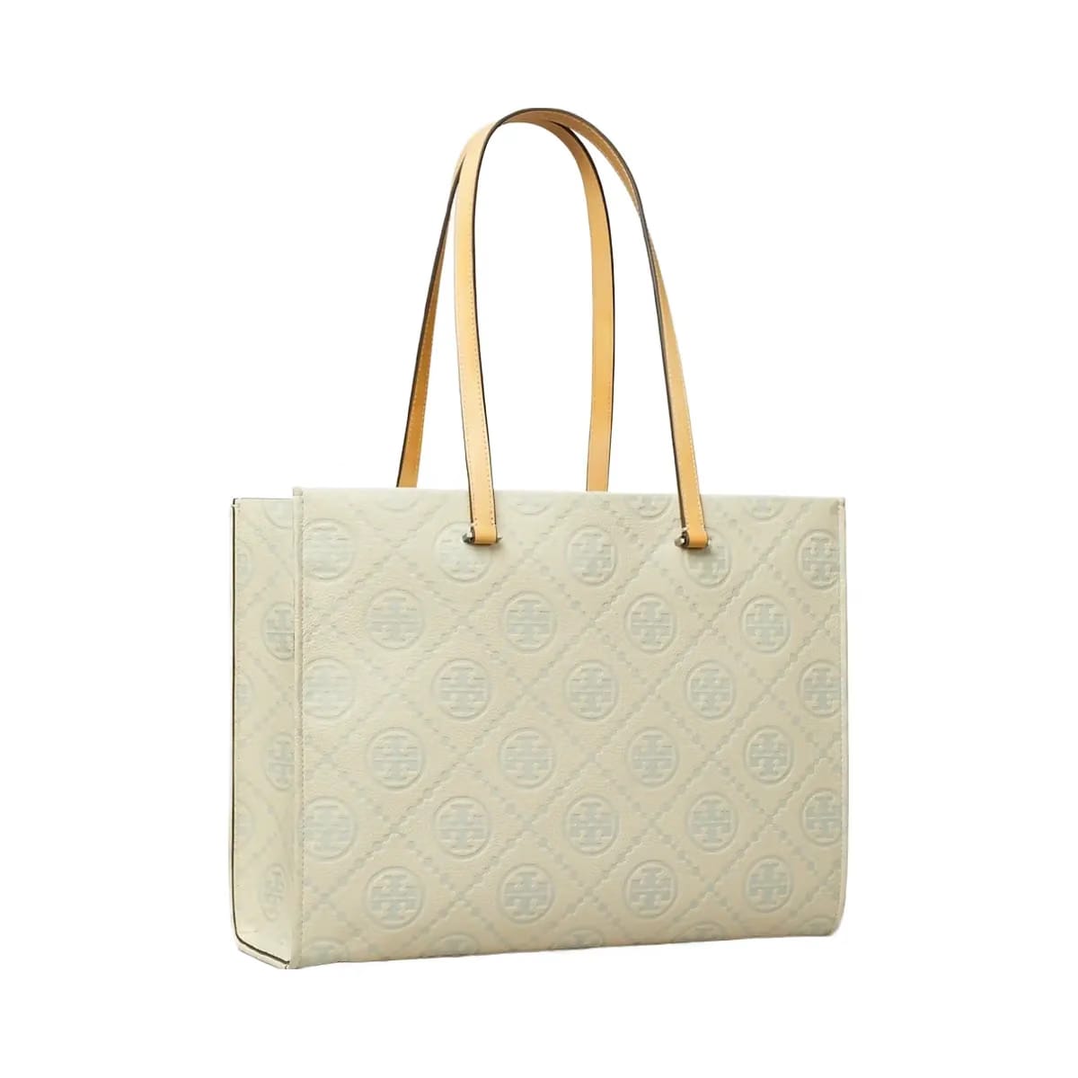 Tory Burch T Monogram Pebbled Tote Light Titanium