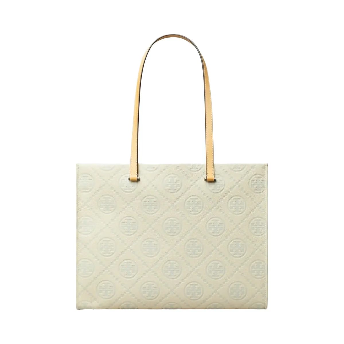Tory Burch T Monogram Pebbled Tote Light Titanium