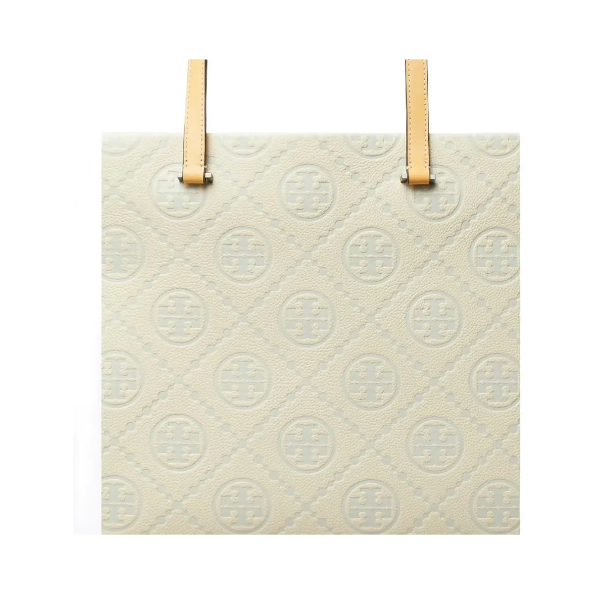 Tory Burch T Monogram Pebbled Tote Light Titanium