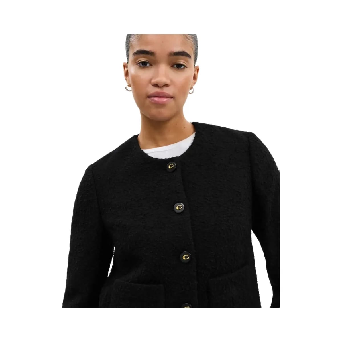 Coach Boucle Cardigan Jacket Black