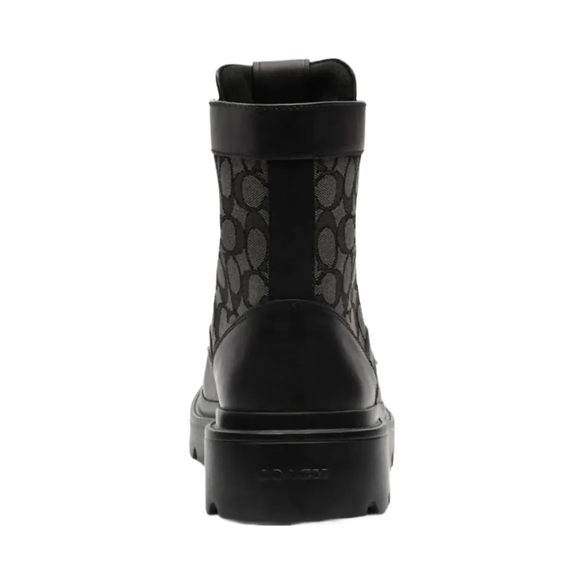 Coach Men's Combat Boot With Signature Jacquard Charcoal