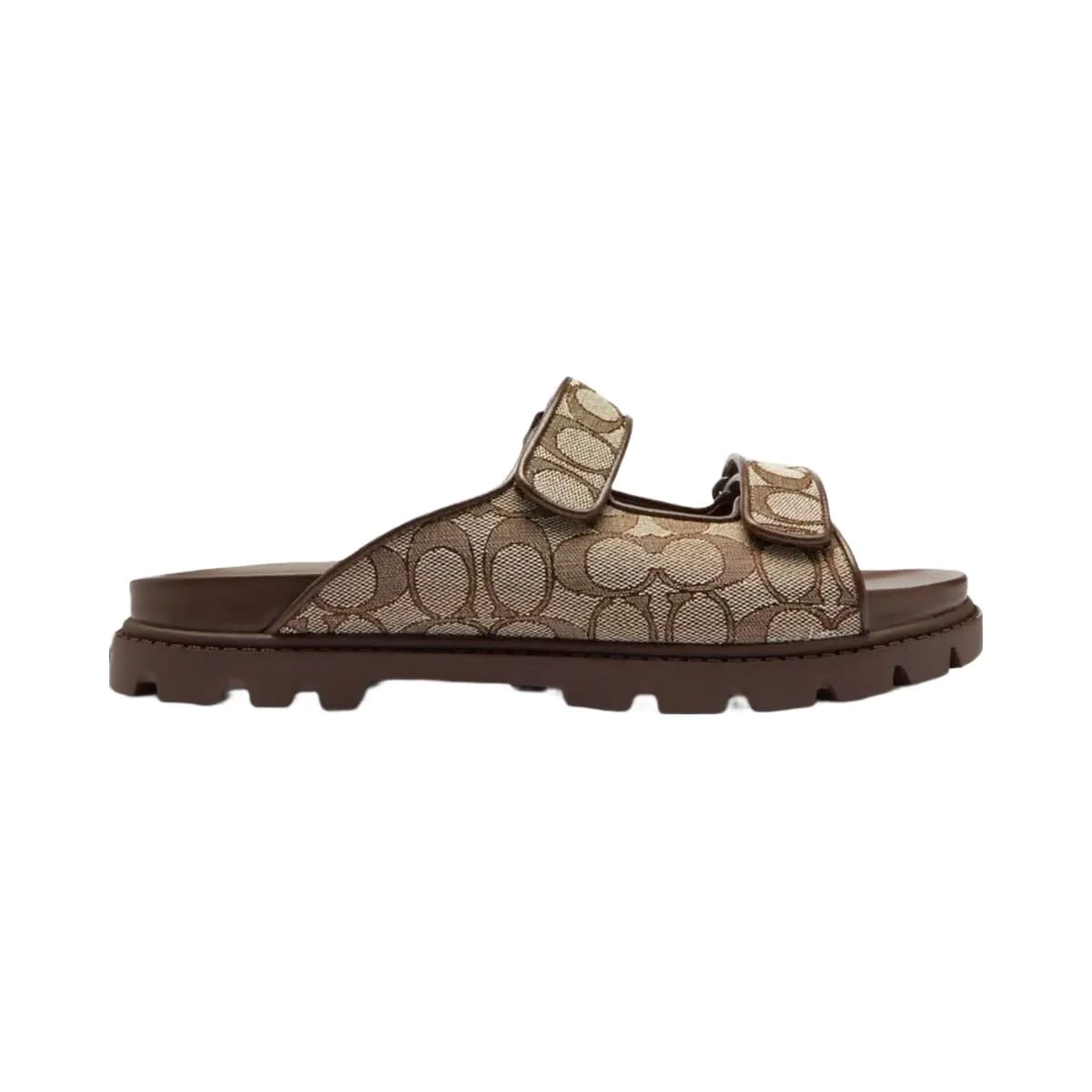 Coach Men's Double Banded Sandal In Signature Jacquard Oak Maple