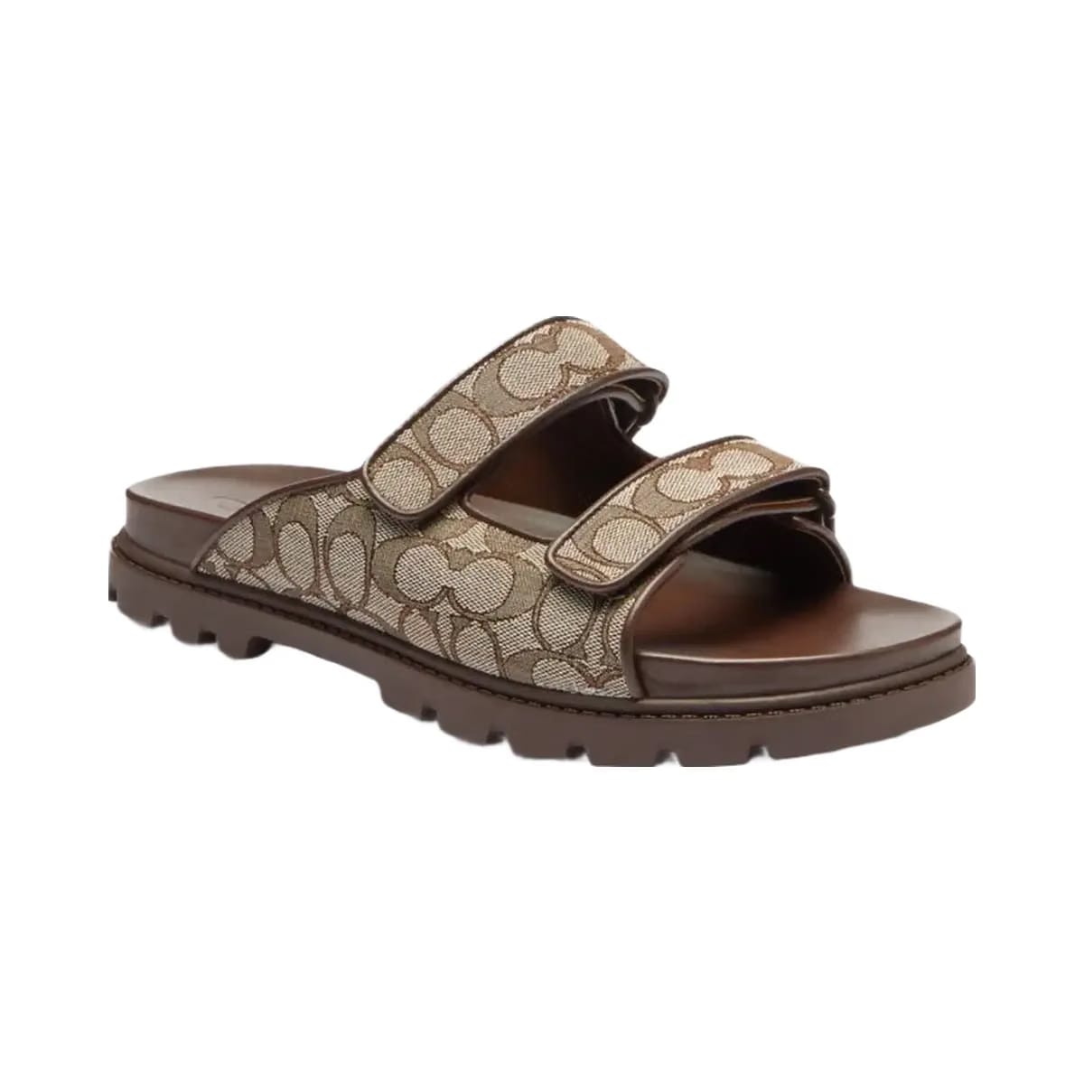 Coach Men's Double Banded Sandal In Signature Jacquard Oak Maple