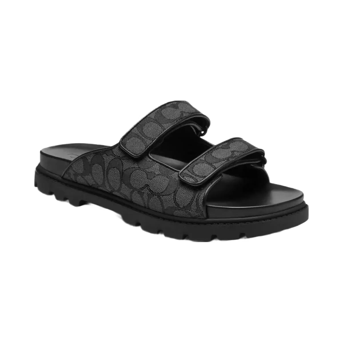 Coach Men's Double Banded Sandal In Signature Jacquard Charcoal Black