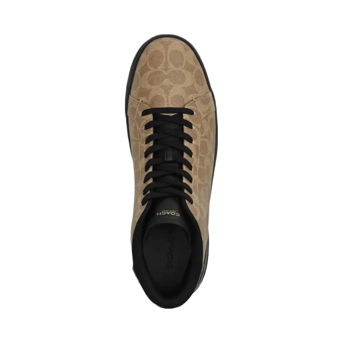 Coach Men's High Line High Top Sneaker In Signature Canvas Khaki Black