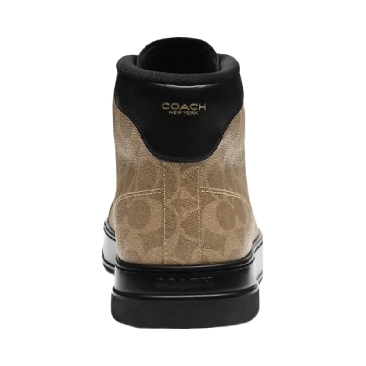 Coach Men's High Line High Top Sneaker In Signature Canvas Khaki Black