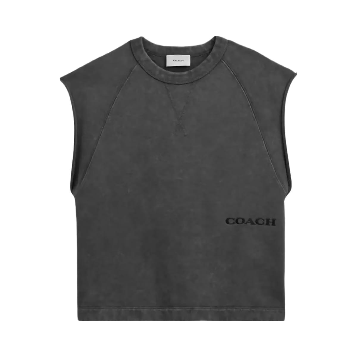 Coach Sleeveless Garment Dye Crewneck Black