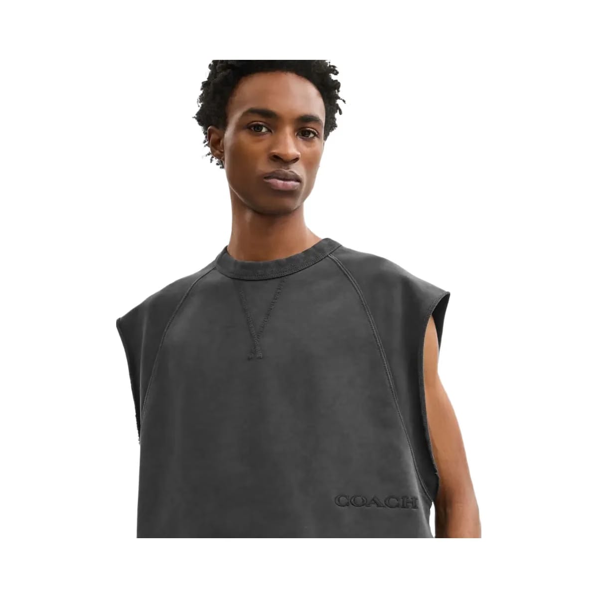 Coach Sleeveless Garment Dye Crewneck Black