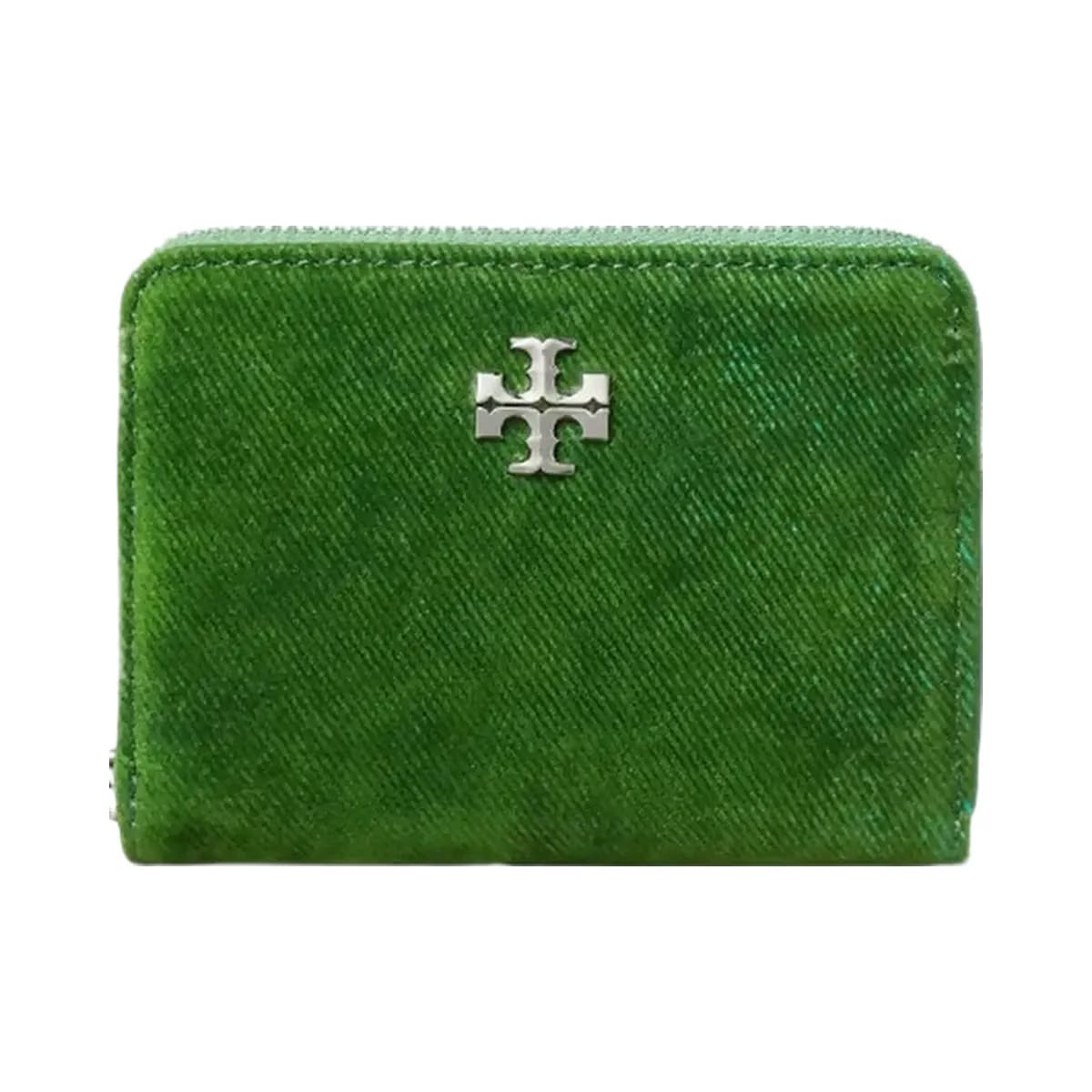 Tory Burch Small Kira Flocked Zip-Around Wallet Emerald