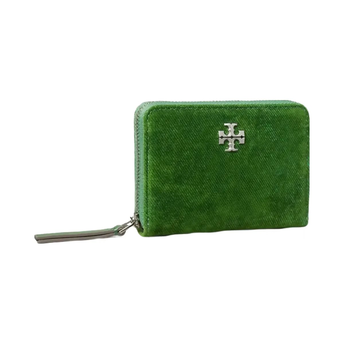 Tory Burch Small Kira Flocked Zip-Around Wallet Emerald