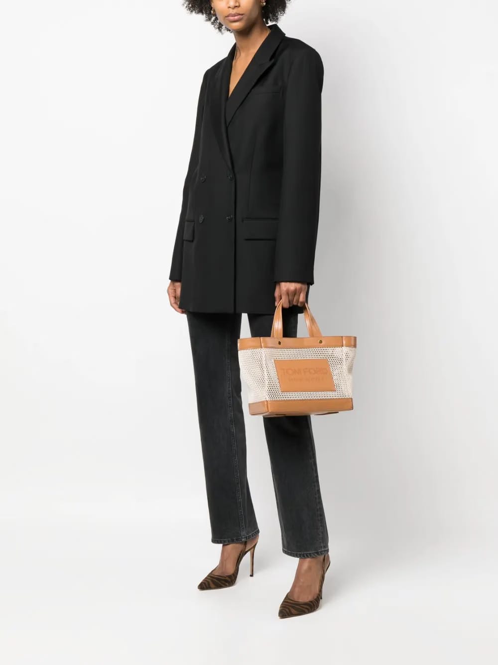 mesh-panelled shopping bag
