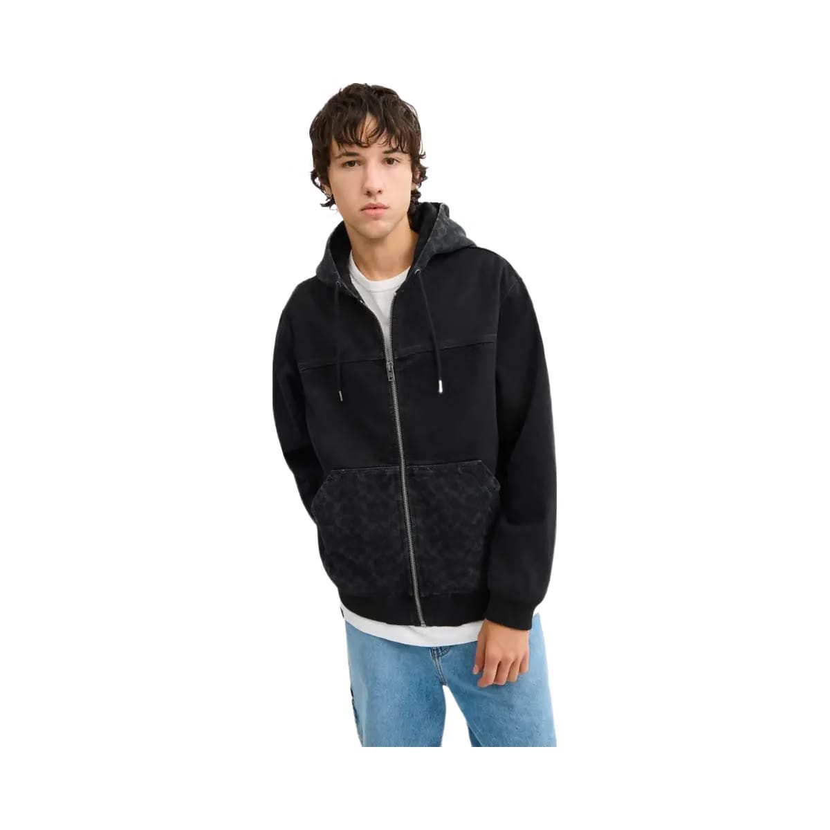 Coach Signature Denim Zip Jacket Black Wash