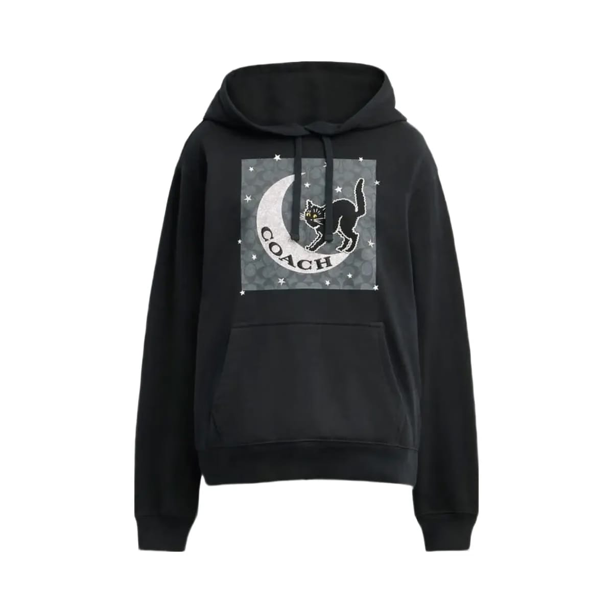 Coach Halloween Black Cat Moon Signature Square Hoodie Black