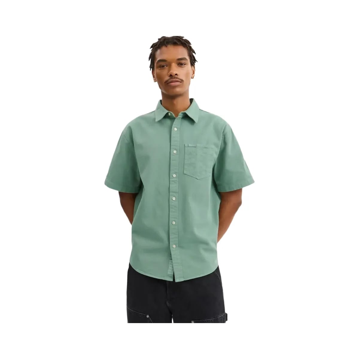Coach Short Sleeve Relaxed Denim Shirt Green